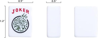 American Mahjong Game Set, 166 White Tiles, 4 All-in-One Color Rack/Pushers, Complete Mahjong Set with Pink Printed Carrying Bag