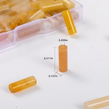 Natural Yellow Jade Cylinder Tube Beads 4x13mm 38cm (28 Count)