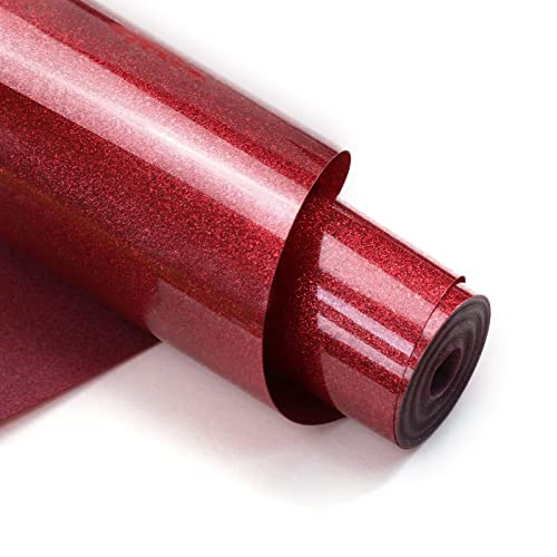 Glitter HTV 12" x 10ft Red Glitter HTV Heat Transfer Vinyl