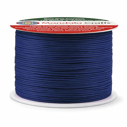 1mm Navy Blue Cotton Waxed Cord for Jewelry Making (327 Foot )