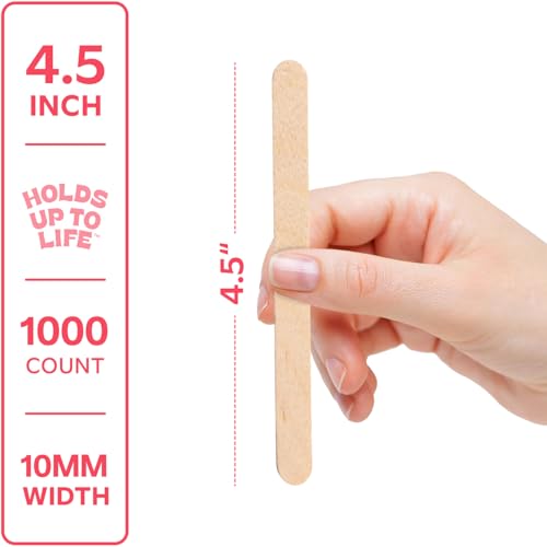 4.5 Inch Wooden Craft Popsicle Sticks [1000 Count]