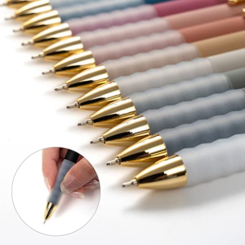 Ballpoint Pens Black Medium Point 1mm Pen with Super Soft Grip Ball Point Pen for Men Women Retractable Pens (12 Count)