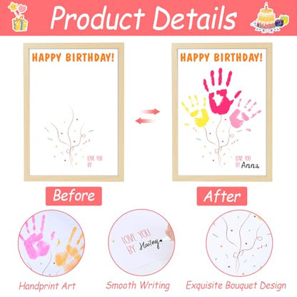 Birthday Handprint Balloon Art Craft DIY Kit Happy Birthday Gifts Children Adults Handprint Keepsake for Mom Father Friend Grandparent Birthdays Gift Christmas