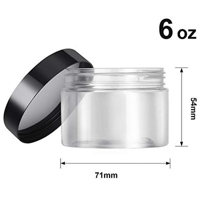 12 Pack 6 oz Plastic Container Jars with Lids Round Clear Travel Cosmetic Container Slime Jars for Toiletries (72 Count)