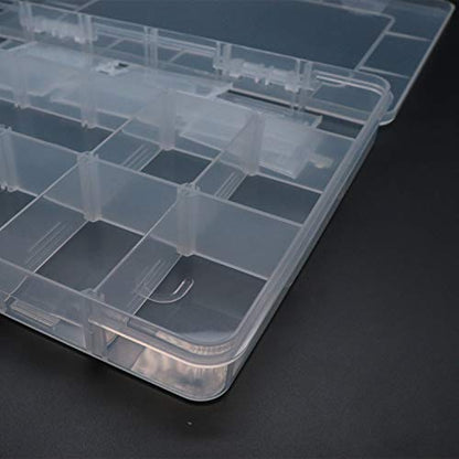 18 Grid Clear Plastic Organizer with Adjustable Dividers