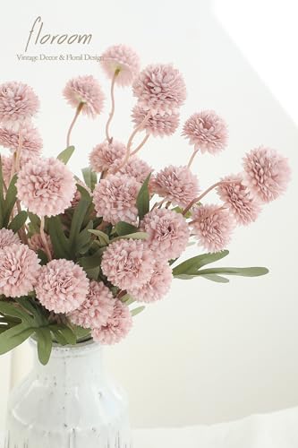 5pcs Shabby Blush Faux Silk Mums Artificial Flowers (25 Count)