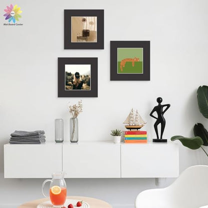 Mat Board Center 25 Pack 12x12 Picture Mat for 8x8 Photo Black