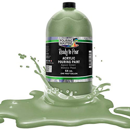 Pouring Masters Agave Green Metallic Pearl Ready to Pour Acrylic Pouring Paint (64 Fl Oz)