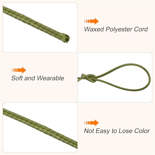 Waxed Cord 1.2mm Waxed Polyester Cord 175 Yard Wax String for Bracelet Making