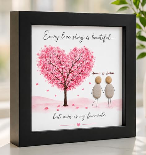 Personalized Pebble Art Couple Wooden Frame Sign