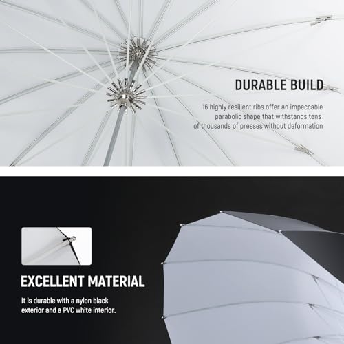 71" 180cm Parabolic Reflective Umbrella Photography w White Inner