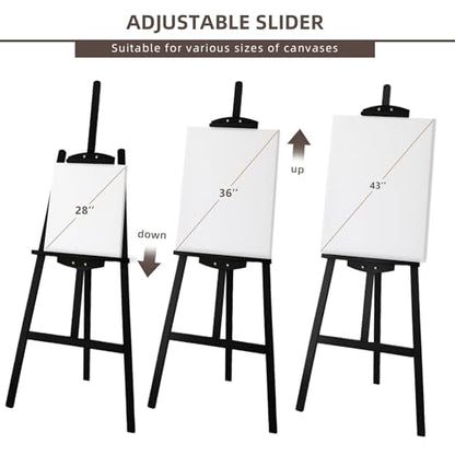 Adjustable Black Pine Wooden Painting Easel