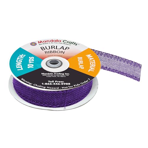 1 Inch Wide Purple Burlap Ribbon for Crafts (60 Foot)