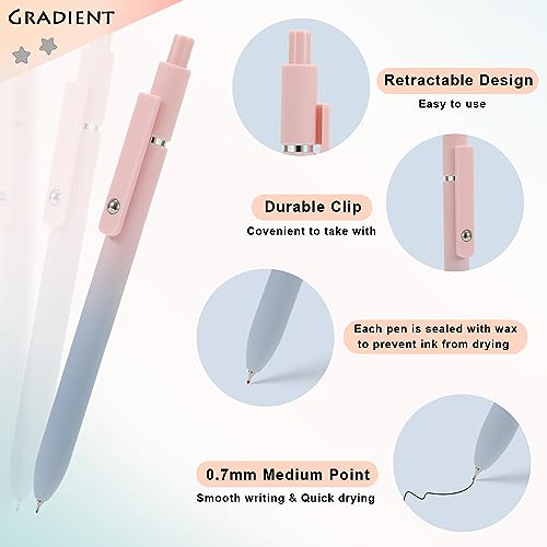 5pcs Gel Pens Black Ink Medium Point 0.7mm Pens (5 Count)