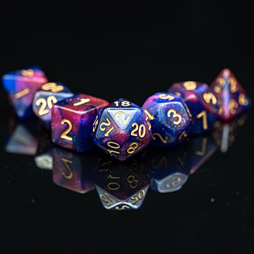 7 Die DND Dice Set Polyhedral Dice Set with a Leather Dice Bag (7 Count)