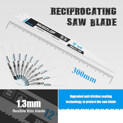 10Pack 12inch 8+10TPI Metal Reciprocating Saw Blades Set