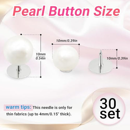 30 Sets Pearl Buttons No Sew Buttons for Clothes (30 Count)
