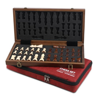 Magnetic Wooden Chess Set 15'' Folding Chess Board