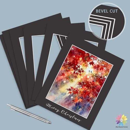 Mat Board Center 25 Pack 11x14 Picture Mat for 8.5x11 Photo Black