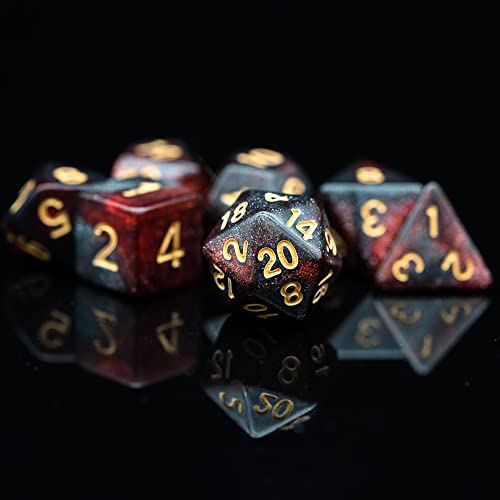 7 Die DND Dice Set Polyhedral Dice Set with a Leather Dice Bag (7 Count)