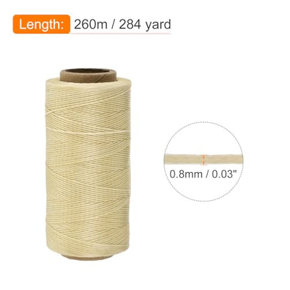 Waxed Thread 284 Yard 0.8mm 150D Flat Wax Thread Polyester Waxed String for Leather Sewing Hand Weaving Book Binding Home Decoration