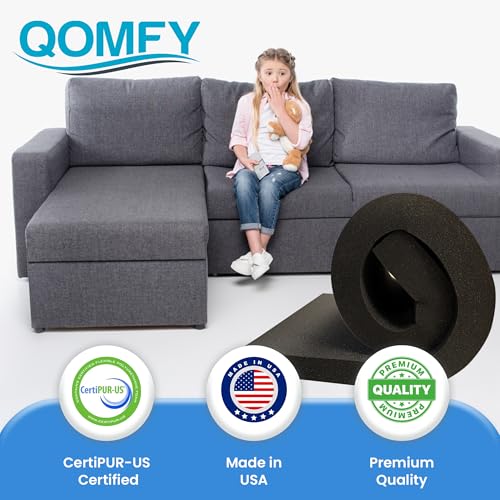 6" Height x 18" Width x 42" Length Charcoal Upholstery Foam Sheet