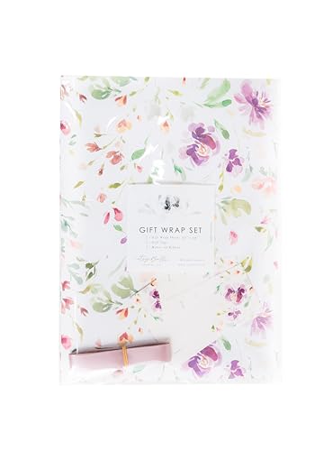Floral Wedding Wrapping Paper + Ribbon Set with Tags