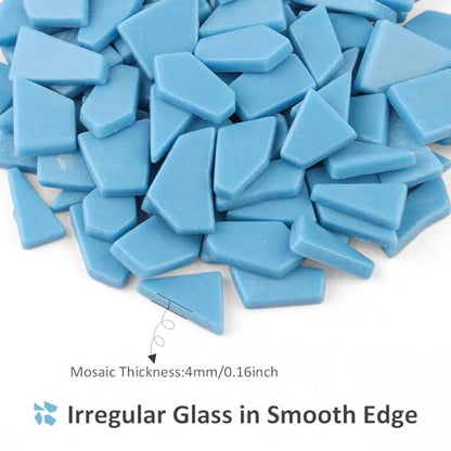 Blue Glass Mosaic Tiles for Crafts Bulk (7.05 Ounce)