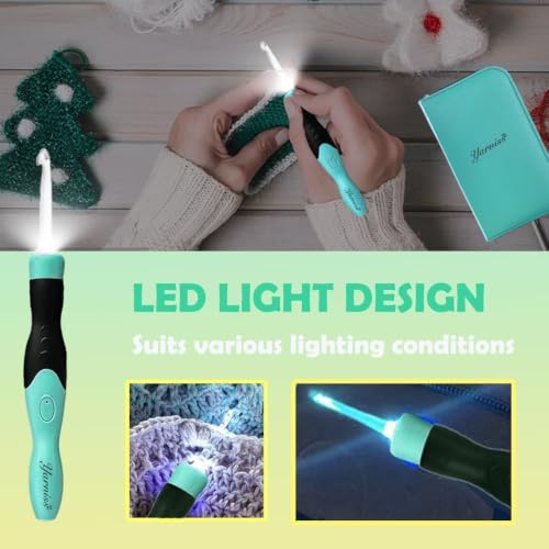 17 Sizes Lighted Crochet Hooks Set with Case 2.5mm~14.0mm (17 Count)