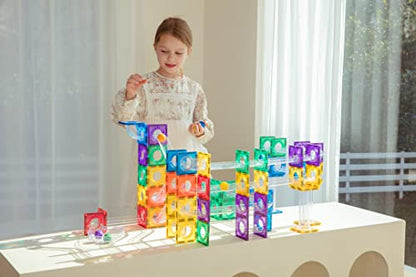 Marble Run Magnetic Tiles Set 120PCS (120 Count)
