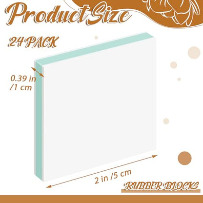 24 Pcs 2" x 2" Rubber Carving Block Printmaking Stamp (24 Count)