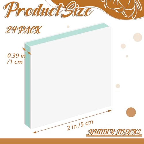 24 Pcs 2" x 2" Rubber Carving Block Printmaking Stamp (24 Count)