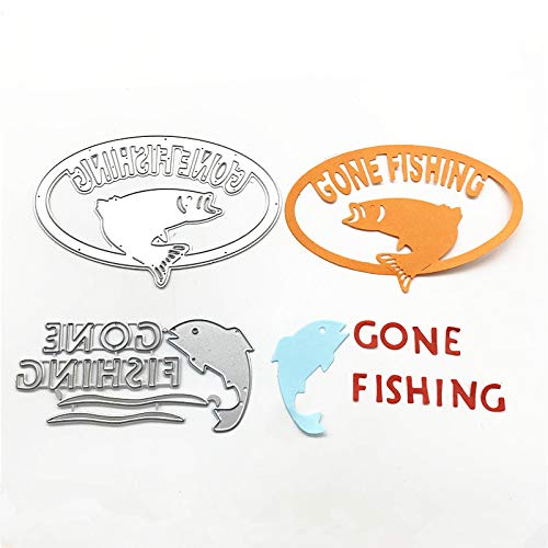 Metal Gone Fishing Words Cutting Dies (2 Count)