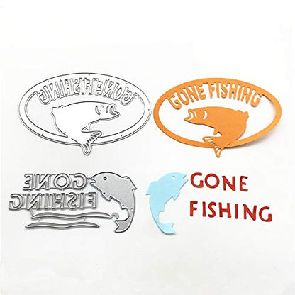 Metal Gone Fishing Words Cutting Dies (2 Count)