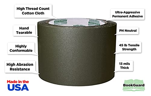 3 Inch Olive Book Repair Cloth Tape 15 Yard Roll