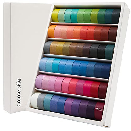 60 Rolls Washi Tape Set 15mm Wide Rainbow Colored Painters Masking Tape Supplies Writable Cute Colorful Decorative Craft Tape for Scrapbook DIY (9 Count)