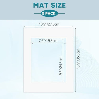 11x14 White Picture Mats with Core Bevel Cut Frame Mattes for 8x10 Pictures