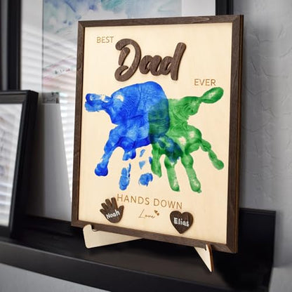 Best Dad Ever Gifts Hands Down Sign Wooden Handprint Frame DIY