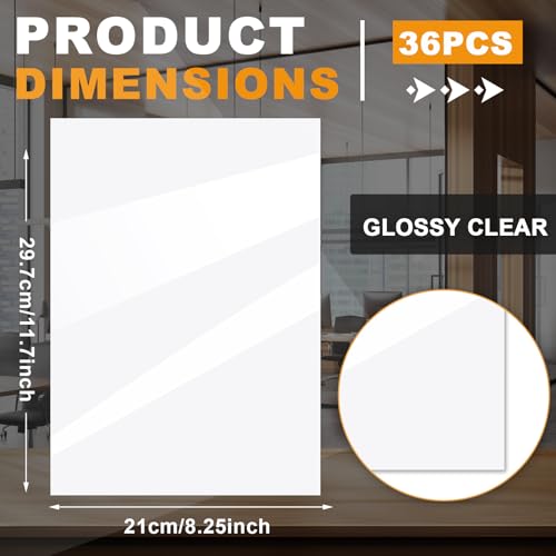 36 Sheets Holographic Sticker Paper A4 Vinyl Holographic Laminate Sheets Self Adhesive Waterproof Transparent Film (36 Count)