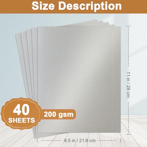 40 Sheets Silver Shimmer Cardstock 8.5 x 11 Metallic Paper 75lb (40 Count)