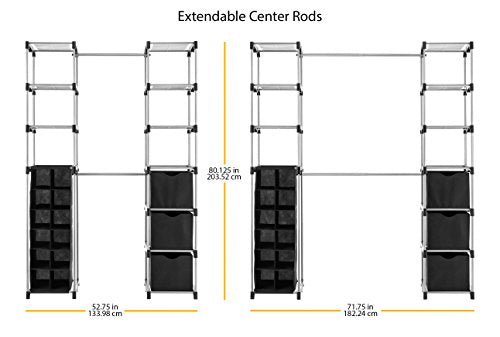 Deluxe Double Rod Adjustable Closet Organization System
