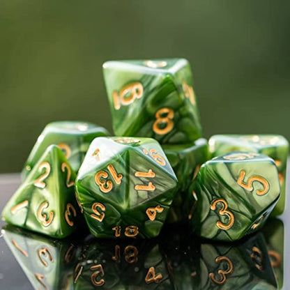DND Dice Set D&D Polyhedral Dice with Leather Dice Bag (7 Count)