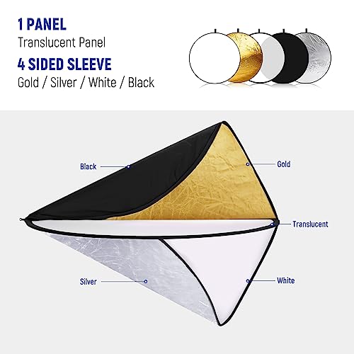 12 Inch 30 Centimeter Light Reflector Light Diffuser 5 in 1 Collapsible Multi Disc with Bag