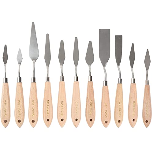 11 Piece Stainless Steel Spatula Palette Knife Professional Palette Knife Painting Wood Handle (11 Count)