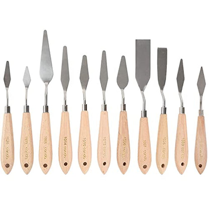 11 Piece Stainless Steel Spatula Palette Knife Professional Palette Knife Painting Wood Handle (11 Count)