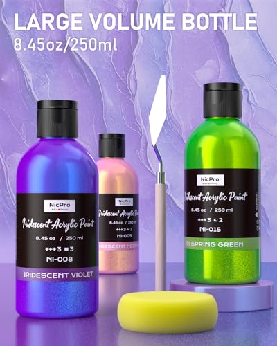 20 Colors Iridescent Acrylic Paint (169 Fl Oz)