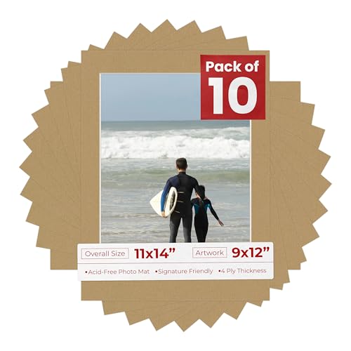 Pack of TEN 11x14 Mats Bevel Cut for 9x12 Photos (10 Count)