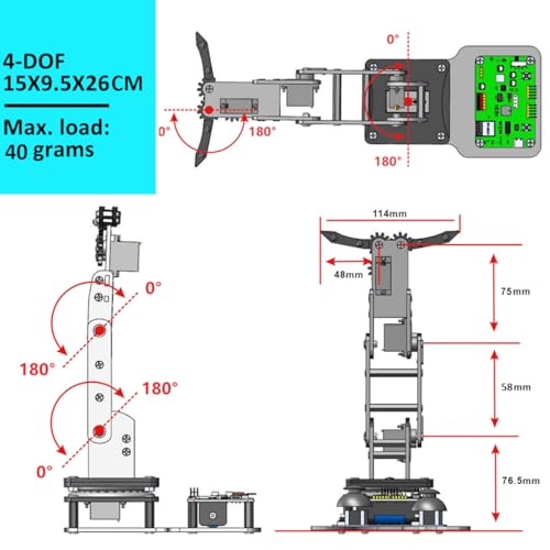 Smart Robot Arm for Arduino & MicroPython ESP32 4DOF Programmable Robotic Arm Building Kit with Joystick