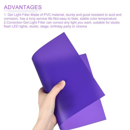 4Pcs Correction Gel Light Filter Overlay PVC Sheets Matte Purple