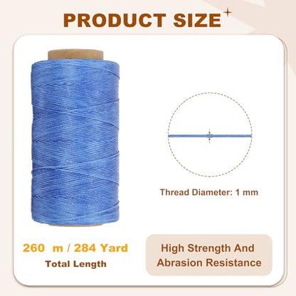 284 Yard Flat Waxed Thread 150D 1mm Leather Sewing Cord for Repairing Shoes Bags Wallets Jewelry Making DIY Leather Craft